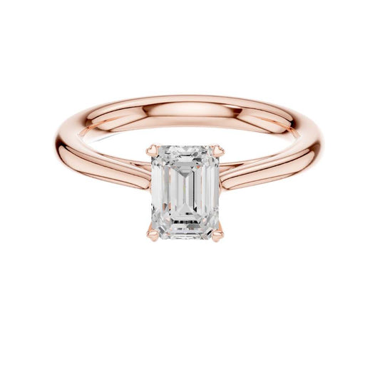 Brilliant Emerald Cut Moissanite Diamond Classic Solitaire Ring