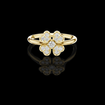 0.035 CT Four Heart Lab Grown Diamond Clover Motif Central Brilliant Stone Delicate Ring