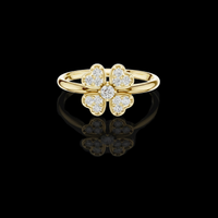 Round Lab Grown Diamond Four Heart Clover Ring