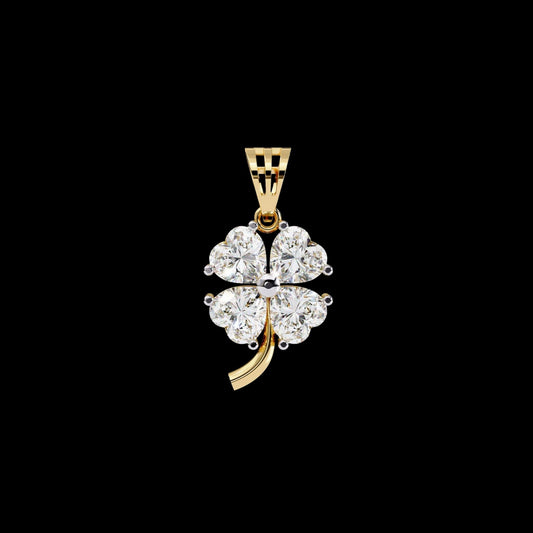 Floral Motif Lucky Charm Pendant with Heart Lab Grown Diamond