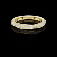 Round Cut Criss Cross Pave Lab Grown Diamond Wedding Band Ring