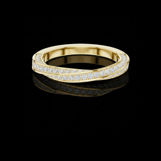 Round Cut Criss Cross Pave Lab Grown Diamond Wedding Band Ring