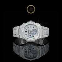 Full Iced Out Diamond Chronograph Watch with Pave Dial & Diamond Band