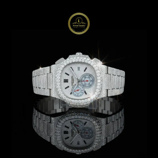 Men’s Luxury Watch Collection – Crystal-Encrusted Chronograph and Premium Silver Watch By Ivevar