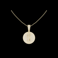 Men's Fully Iced Out Dollar Symbol Circle Charm with Moissanite Bail