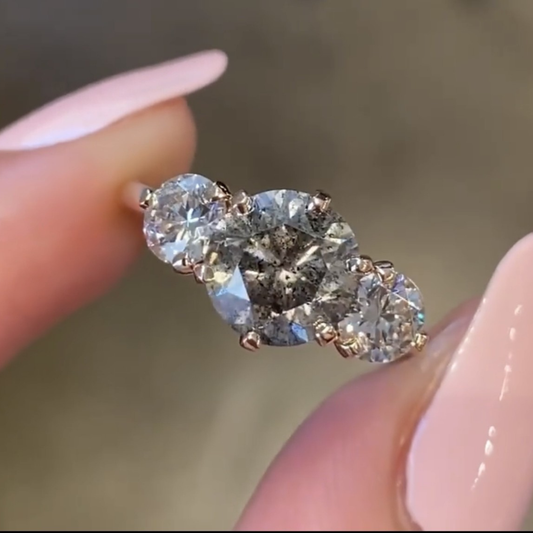 Round Lab Grown Diamond Three Stone Engagement Ring