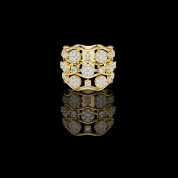 1.70 TCW Floral Symphony Wide Band Ring with Brilliant Round Cut Moissanite Diamond