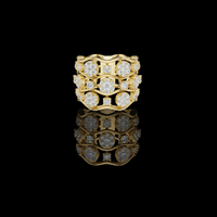 Round Lab Grown Diamond Floral Wide Band Ring
