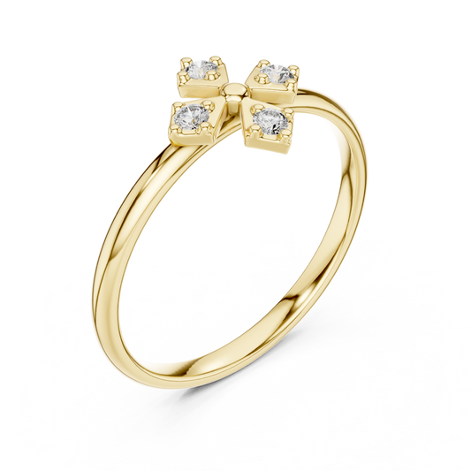 Geometric Round Moissanite Diamond Engagement Ring