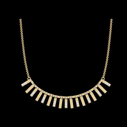0.29 TCW Luminous Elegance Contemporary Moissanite Diamond Necklace with Vertical Round Diamond Bar Design
