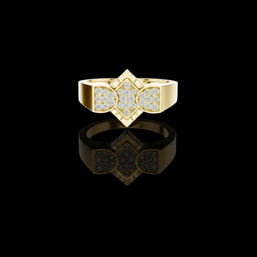 0.26 TCW Geometric Round Lab Grown Diamond Cluster Triple Shape Pave Statement Ring Luxury Fine Jewelry