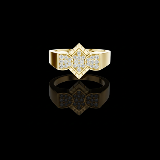 0.26 TCW Geometric Round Lab Grown Diamond Cluster Triple Shape Pave Statement Ring Luxury Fine Jewelry