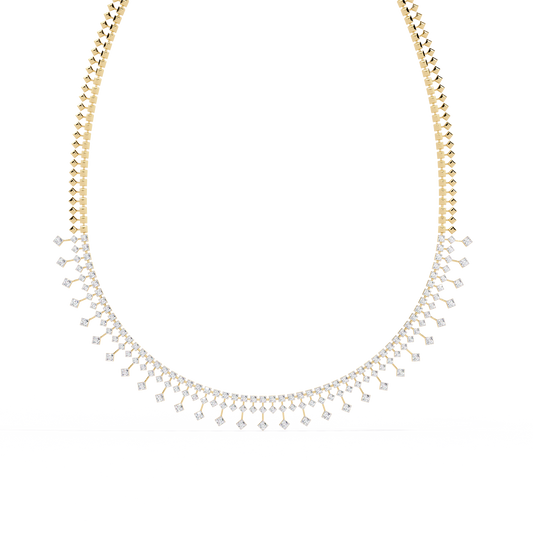 Moissanite Diamond Fringe Tennis Necklace with Princess Shape Drops