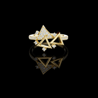 Geometric Triangle Lab Grown Diamond Statement Ring in Yellow Gold