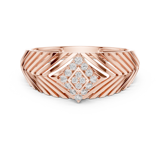 Round Lab Grown Diamond Pavé Chevron Statement Ring