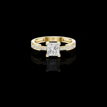 0.70 CT Opulent Princess Cut Moissanite Diamond Ring with Channel Set Side Accents