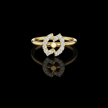 0.11 TCW Circular Moissanite Diamond Ring with Radiant Halo and Geometric Floral Center