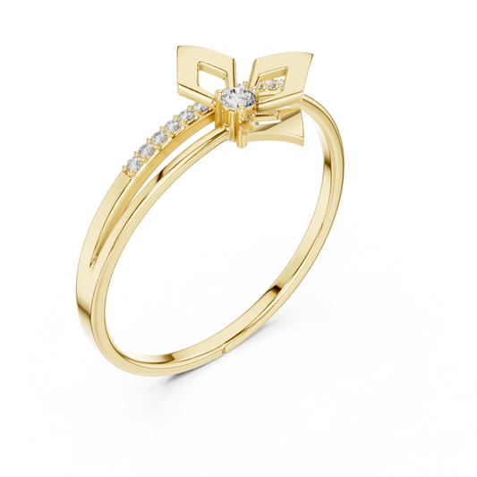 Geometric Moissanite Diamond Split Shank Engagement Ring