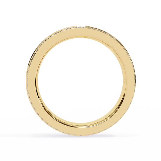 Round Cut Triple Row Pave Lab Grown Diamond Statement Band Ring