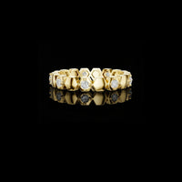 Hexagon Bezel Set Moissanite Diamond Eternity Band Ring