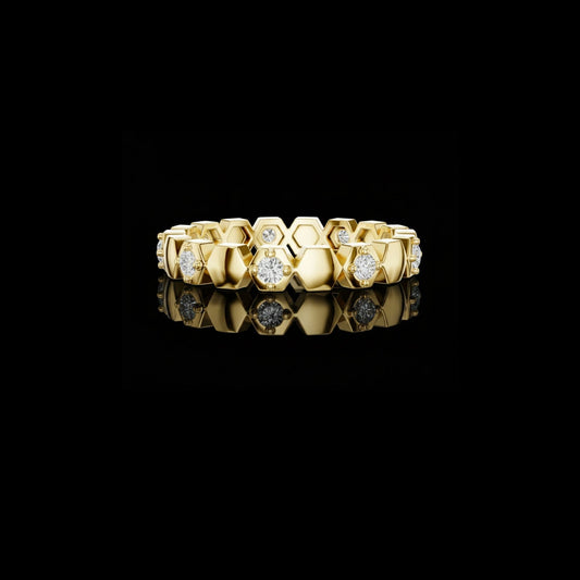 Hexagon Bezel Set Lab Grown Diamond Eternity Band Ring