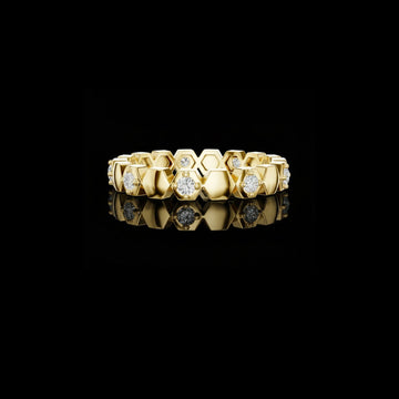 0.31 TCW Luxury Geometric Lab Grown Round Diamond Band with Hexagon Design For Her