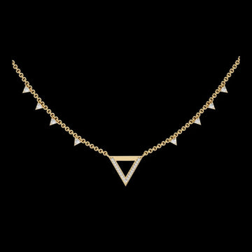 Open Triangle Pave Station Moissanite Pendant Necklace