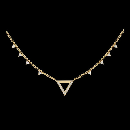 Open Triangle Pave Station Moissanite Pendant Necklace