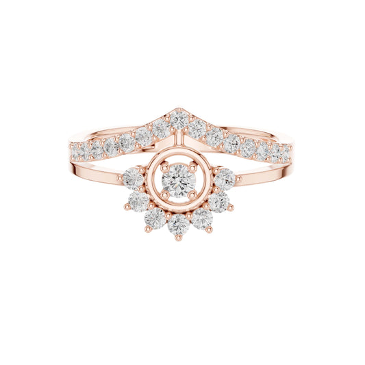 Sun Burst Style Round Cut Lab Diamond Engagement Ring