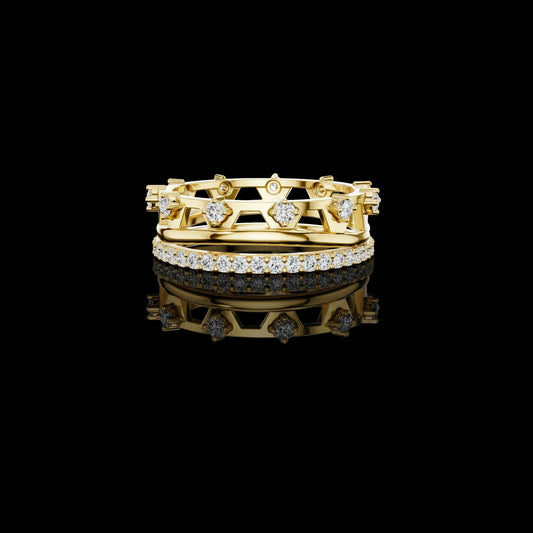 0.58 TCW Stylish Geometric Round Lab Grown Diamond Band with Floating Brilliance