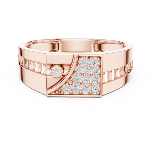 Round Cut Moissanite Diamond Men's Bezel Accent Trapezoid Pave Statement Band