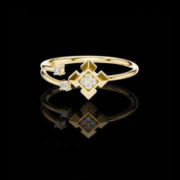 0.05 TCW Geometric Lab Grown Diamond Cluster Double Band Statement Ring with Asymmetrical Accents
