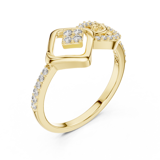 Round Cut Lab Diamond Ring With Swirl Pave Band