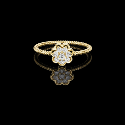 0.13 TCW Bloom Floral Round Lab Grown Diamond Cluster with Sculpted Rope Band