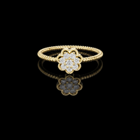 Round Lab Grown Diamond Floral Cluster Ring with Milgrain Band