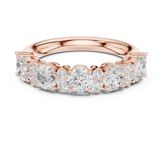 Round Lab Grown Diamond Half Eternity Wedding Band