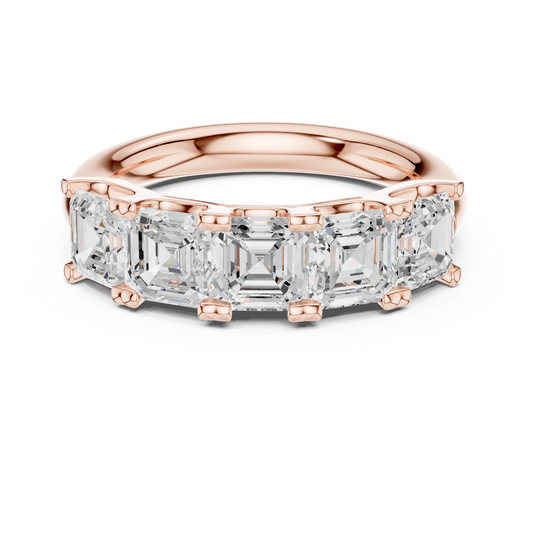 Asscher Cut Lab Grown Diamond Half Eternity Wedding Band
