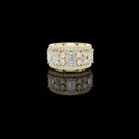 Emerald & Pear Cut Moissanite Diamond Floral Wide Band Ring