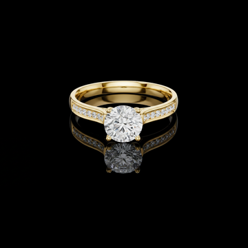 0.072 TCW Featuring a Dazzling Round Moissanite Diamond and Sparkling Pavé Set Accent Stones
