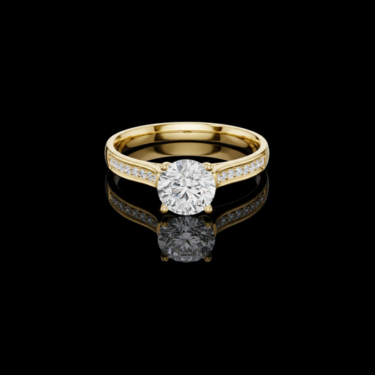 0.072 TCW Featuring a Dazzling Round Lab Grown Diamond and Sparkling Pavé Set Accent Stones