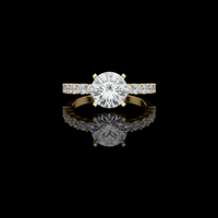 Round Lab Grown Diamond with Side Accents Engagement Ring
