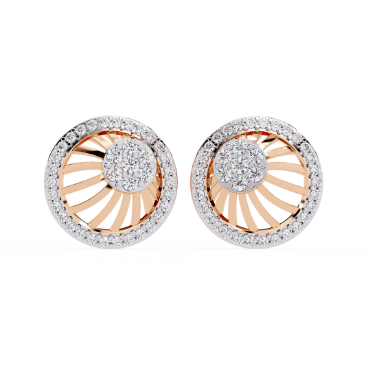 Radiant Sunburst Lab Diamond Stud Earrings with Sparkling Diamond Cluster