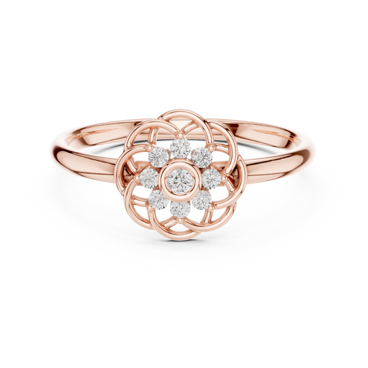 0.06 TCW Intricate Lattice Style Petal Delicate Bloom Lab Round Diamond Design