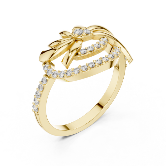 0.26 TCW Radiant Bloom Sculpted Floral Ring with Sparkling Moissanite Diamond Accents