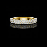 Round Cut Double Row Pave Lab Grown Eternity Band Wedding Ring