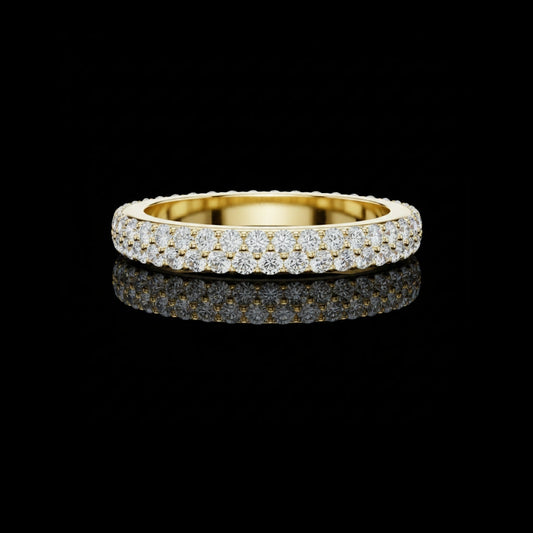 Round Cut Double Row Pave Lab Grown Eternity Band Wedding Ring