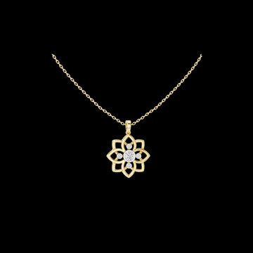 Lotus Motif Flower Pattern Statement Charm Featuring Round Moissanite