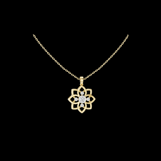 0.45 TCW Sparkling Floral Flower Brilliant Center Lab Grown Diamond Open Petal Design Pendant For Her