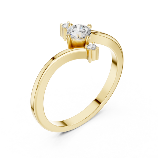 Round Contemporary Moissanite Diamond Bypass Ring