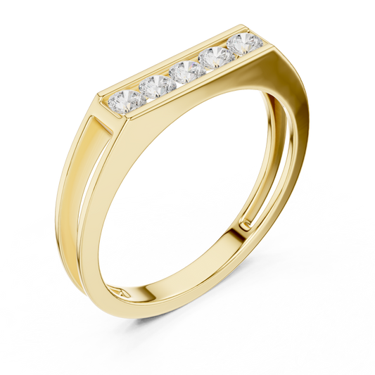 Round Cut Lab Grown Diamond Men's Five Stone Channel Set Wedding Band